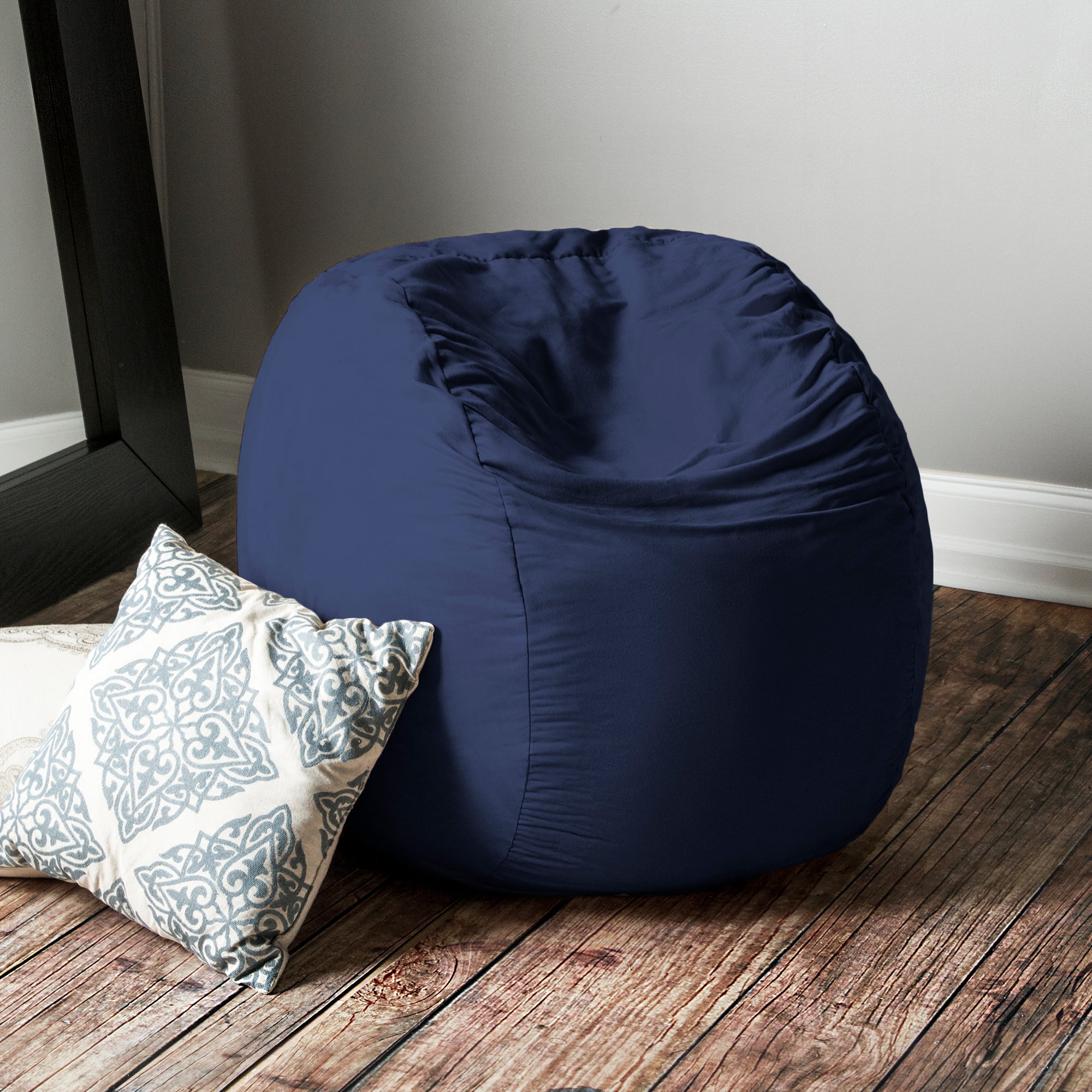 Jaxx Saxx 3 Foot Bean Bag Chair with Removable Cover, Navy