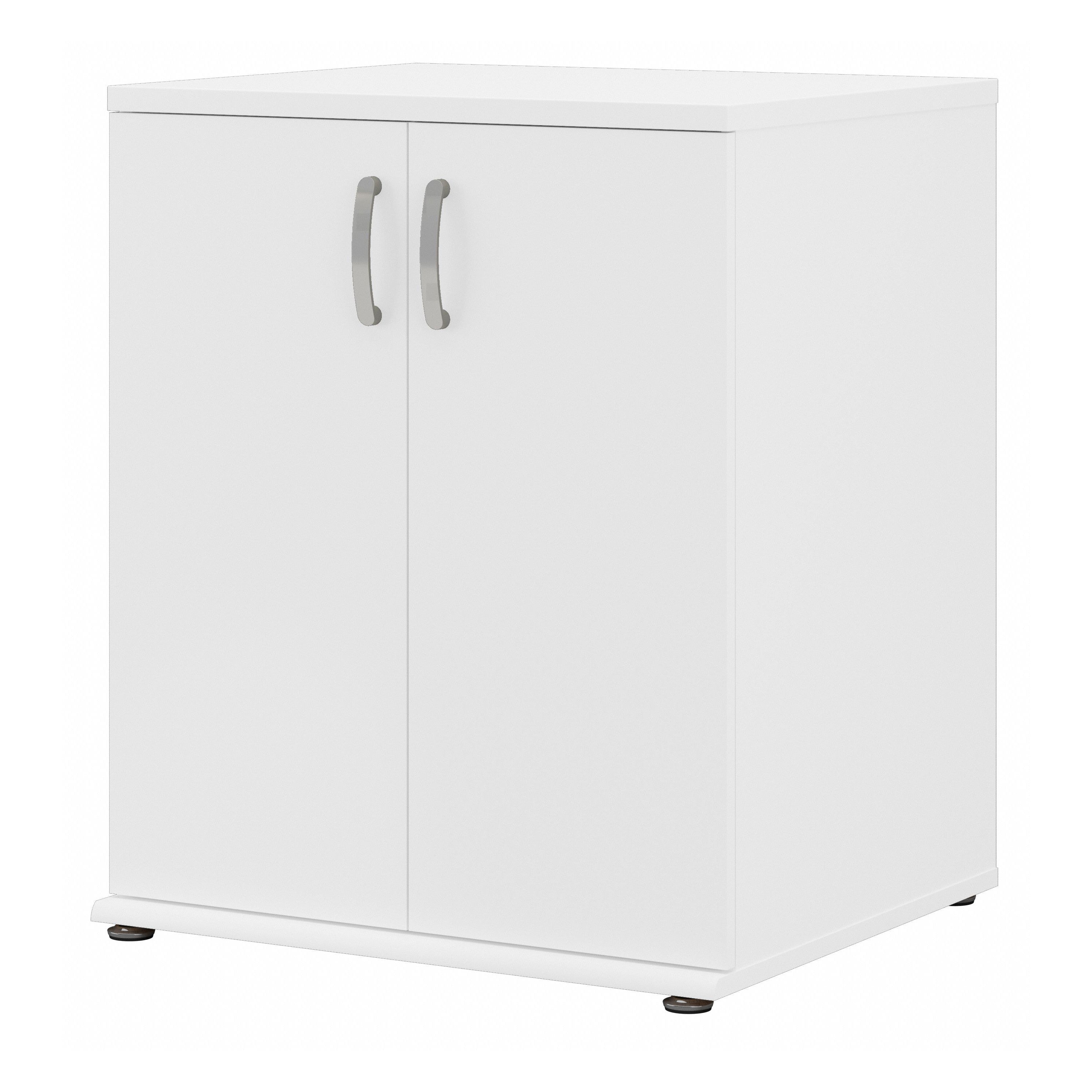 Bush Business Furniture Universal Floor Storage Cabinet with Doors and Shelves in White - 28.35" Width x 24.69" Depth x 33.98" Height