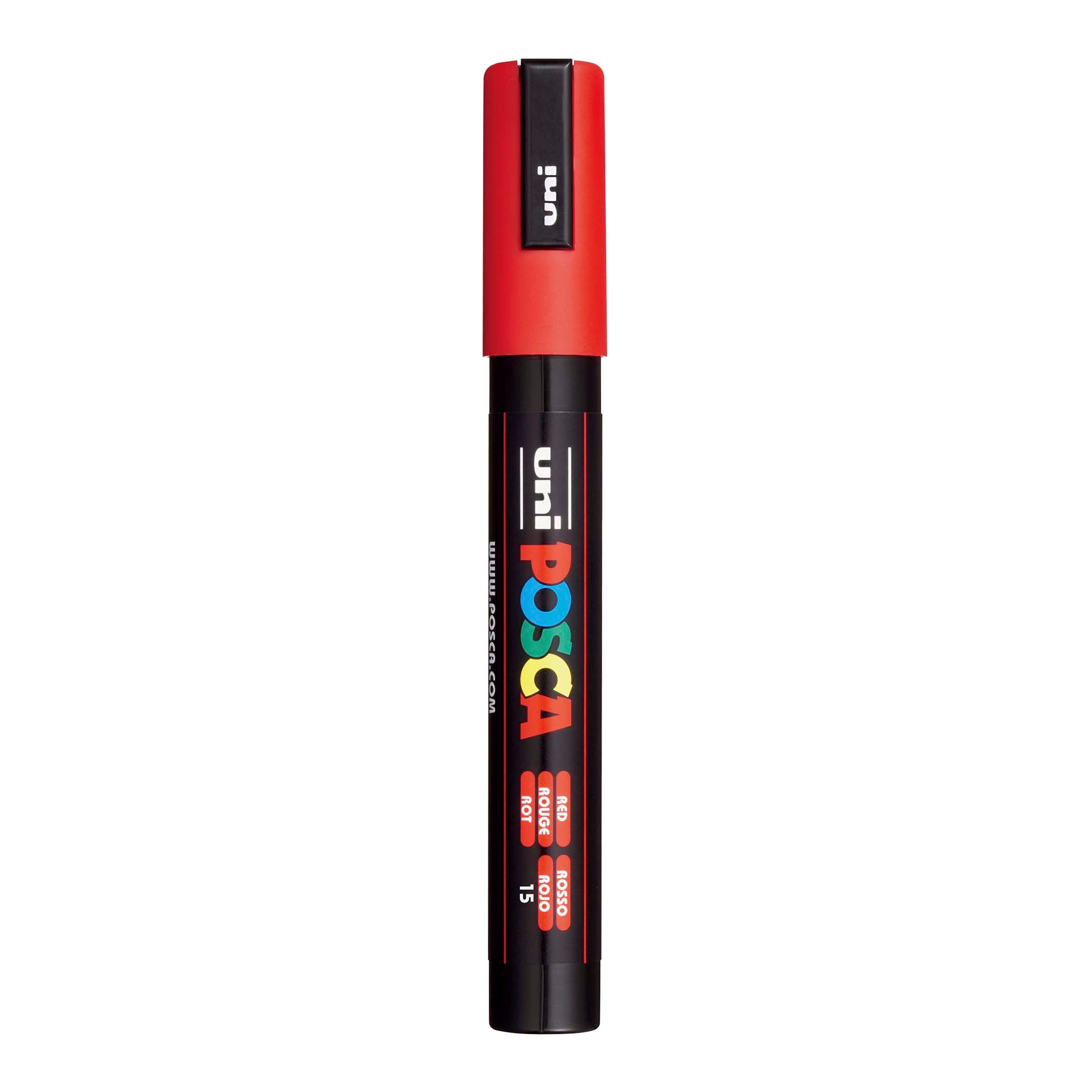 uni® POSCA PC-5M Water-Based Paint Markers, Reversible Medium Tip (1.8-2.5mm), Red