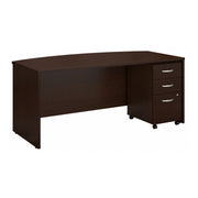 Bush Business Furniture Series C 72W x 36D Bow Front Desk with Mobile File Cabinet in Mocha Cherry - 71.1" Width x 36.06" Depth x 29.84" Height