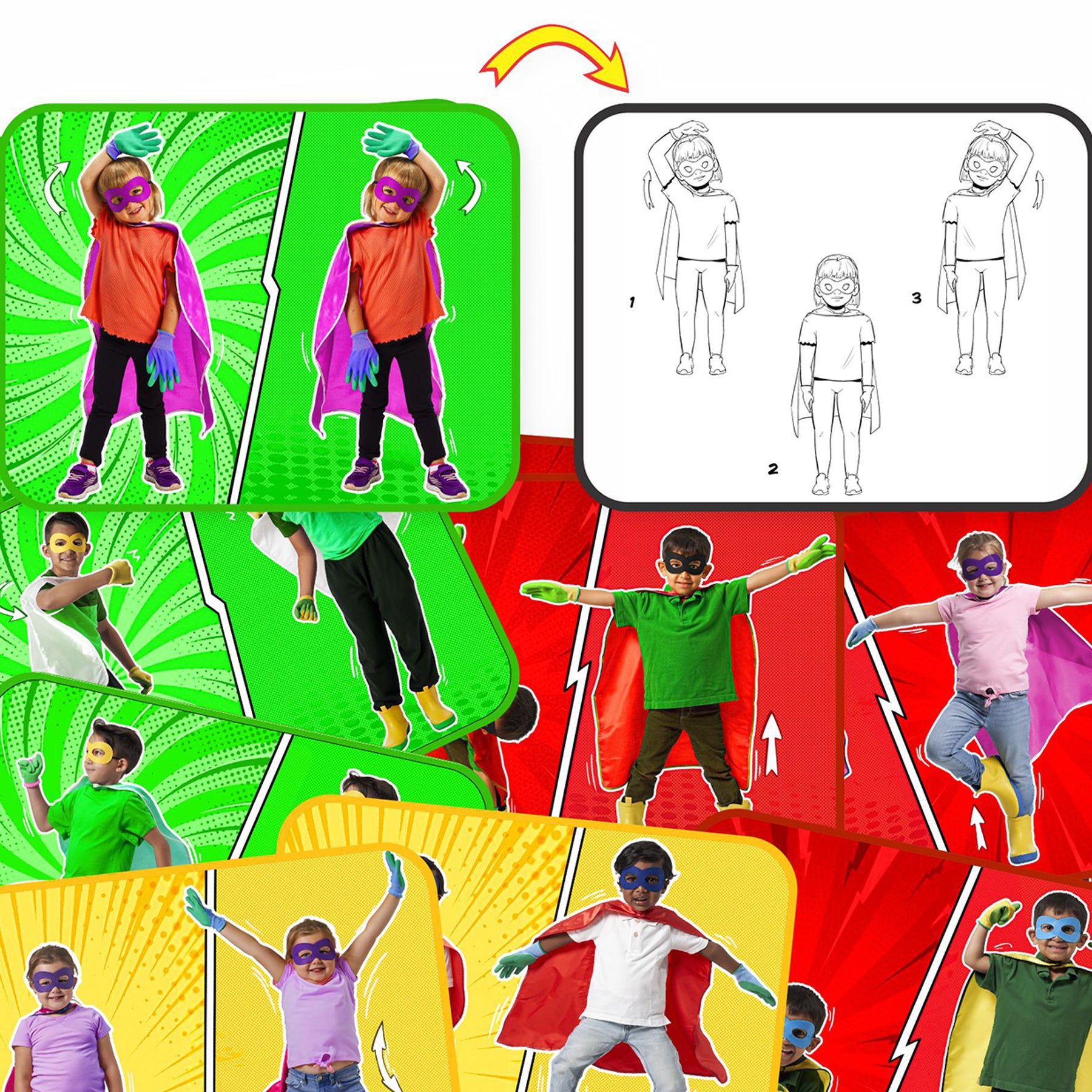 Super Hero Exercise Cards, Set of 16