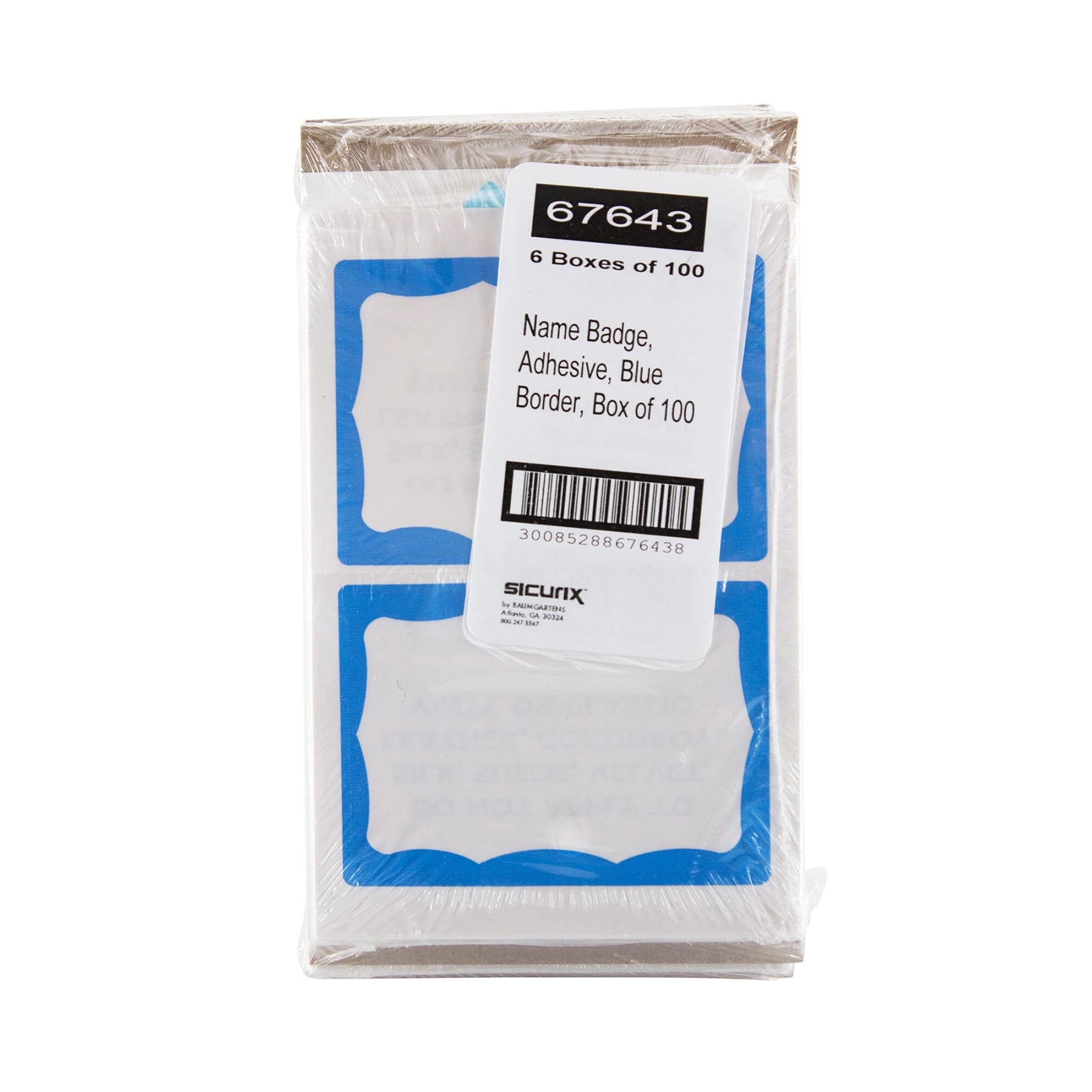 Adhesive Badges, Blue Border, Pack of 100