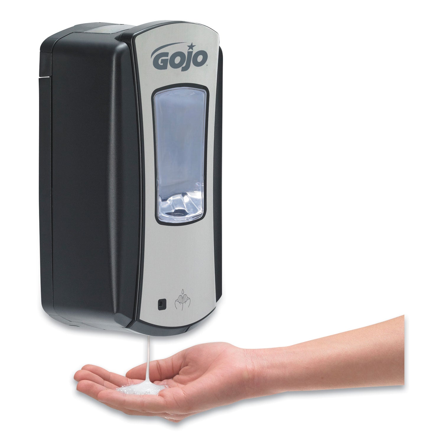 Gojo&reg; LTX-12 Touch-free Foam Soap Dispenser - Automatic - 1.27 quart Capacity - Site Window, Refillable, Touch-free, Lockable, Skylight - Chrome, Black - 1 Each