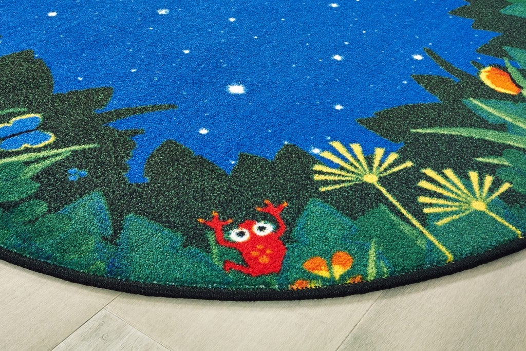 Peaceful Tropical Night Rug - 8ft x 12ft - Oval - Green
