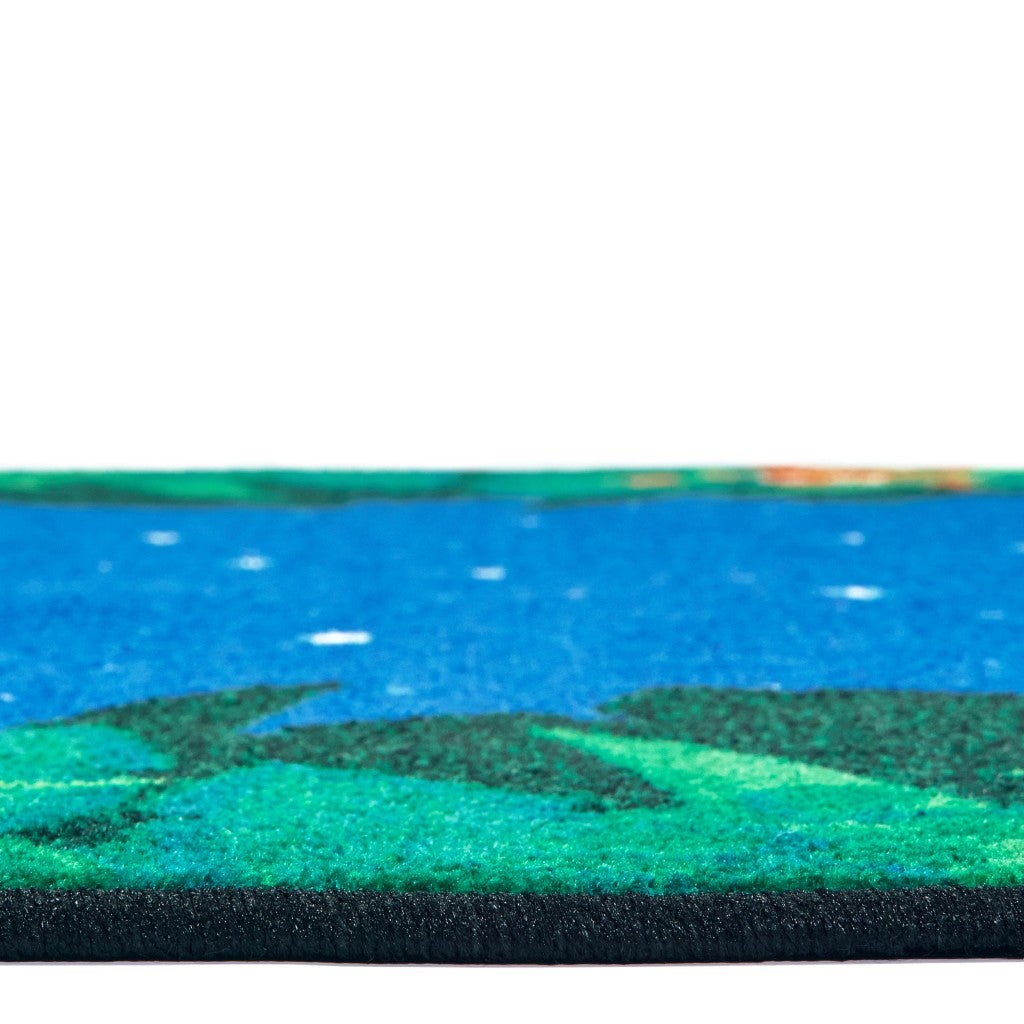 Peaceful Tropical Night Rug - 3ft 10in x 5ft 5in - Oval - Green