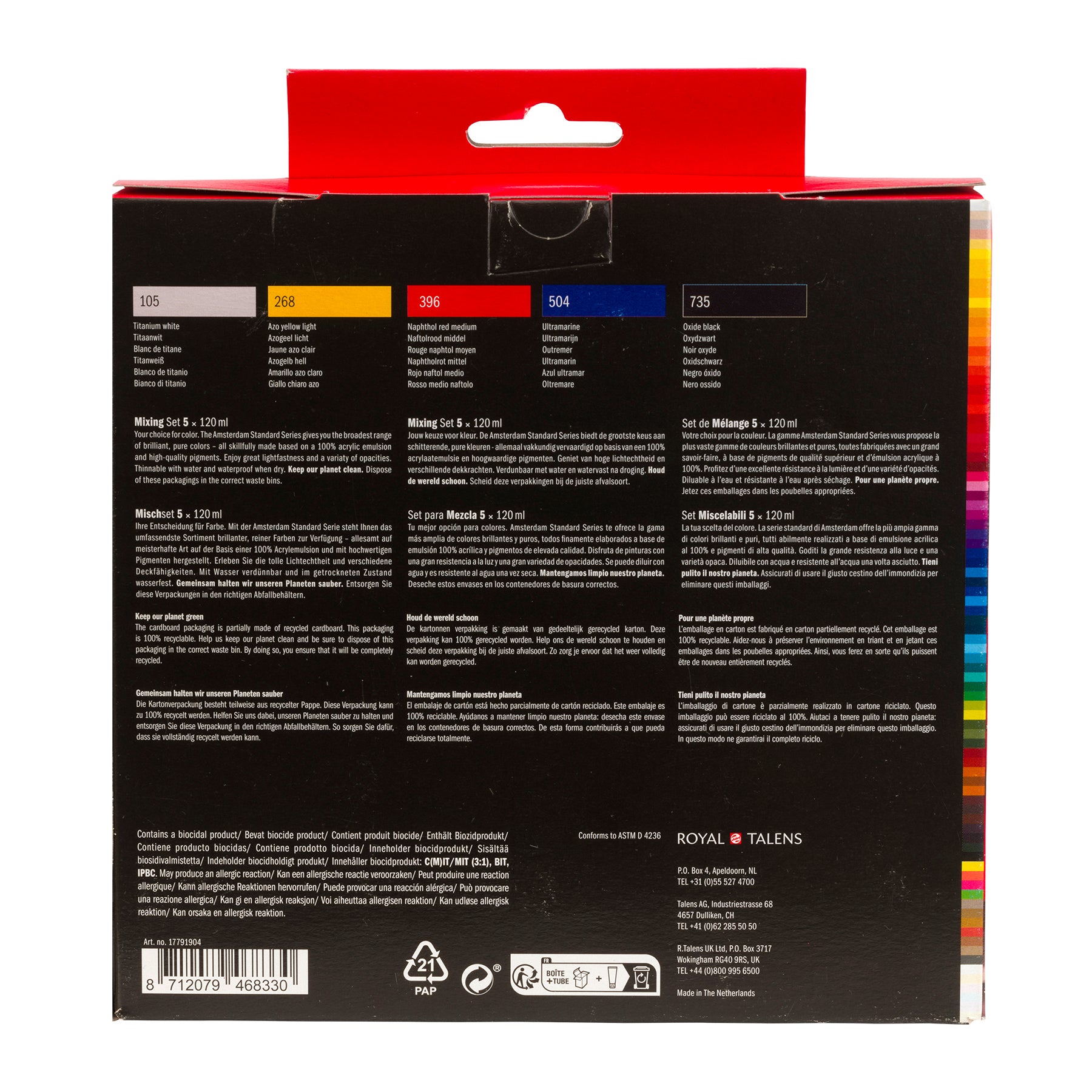 Standard Acrylic Mixing Set, 5 x 120 mL
