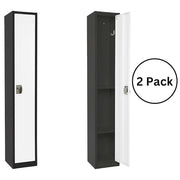 Large Single Door Locker – Black Body With White Doors 2-Pack