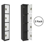 Large 4 Door Locker – Black Body With White Doors 2-Pack