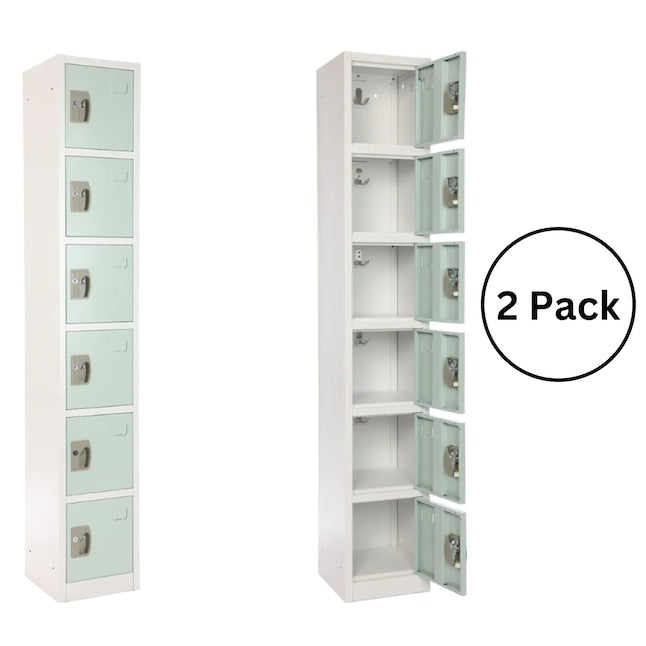 Large 6 Door Locker – Misty Green 2-Pack