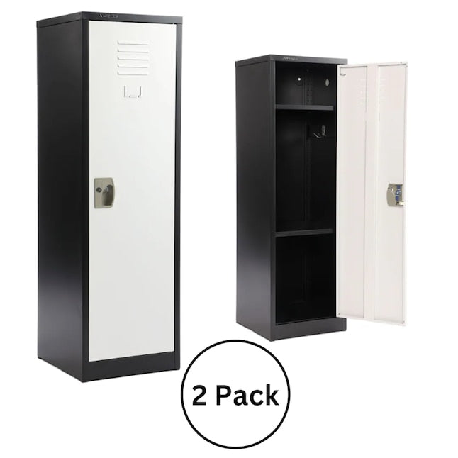 48'' Locker for Kids – Black Body With White Doors 2-Pack