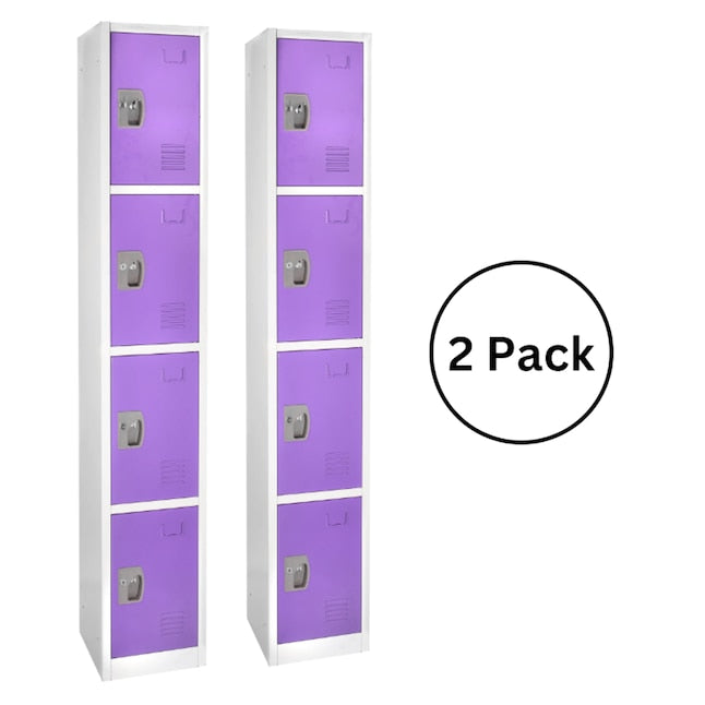 72 in. H x 12 in. W x 12 in. D 4-Compartment Steel Tier Key Lock Storage Locker in Purple 2 Pack