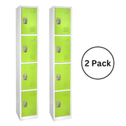 72 in. x 12 in. x 12 in. 4-Compartment Steel Tier Key Lock Storage Locker in Green 2 Pack