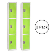 72 in. x 12 in. x 12 in. Triple-Compartment Steel Tier Key Lock Storage Locker in Green 2 Pack