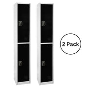 AdirOffice 72 in. x 12 in. x 12 in. Double-Compartment Steel Tier Key Lock Storage Locker in Black (2-Pack)