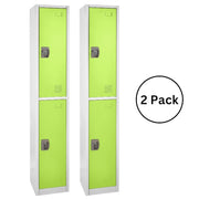 72 in. x 12 in. x 12 in. Double-Compartment Steel Tier Key Lock Storage Locker in Green 2 Pack