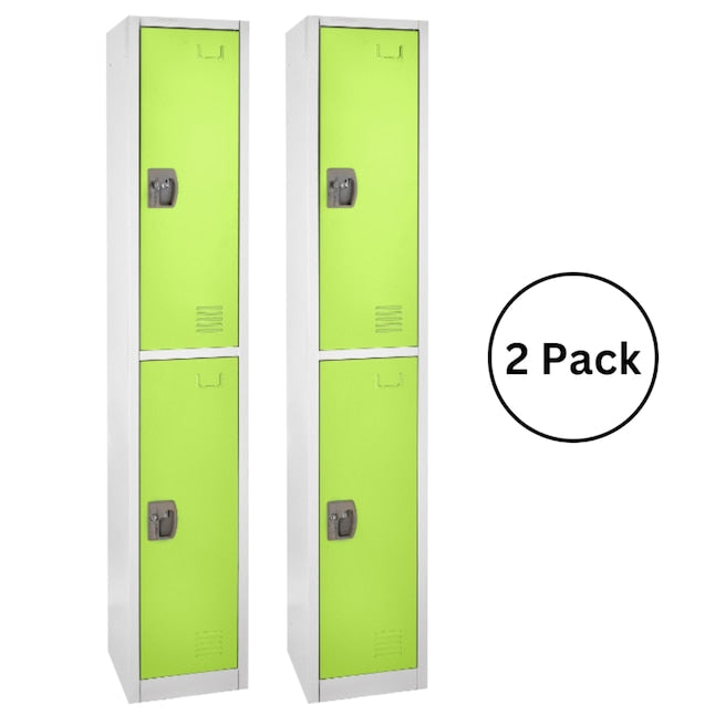 72 in. x 12 in. x 12 in. Double-Compartment Steel Tier Key Lock Storage Locker in Green 2 Pack