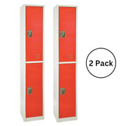 72 in. H x 12 in. W x 12 in. D Double-Compartment Steel Tier Key Lock Storage Locker in Red 2 Pack