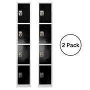 72 in. x 12 in. x 12 in. 4-Compartment Steel Tier Key Lock Storage Locker in Black 2 Pack