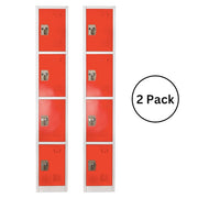 72 in. H x 12 in. W x 12 in. D 4-Compartment Steel Tier Key Lock Storage Locker in Red 2 Pack