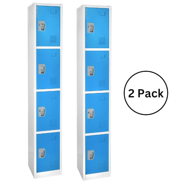 72 in. x 12 in. x 12 in. 4-Compartment Steel Tier Key Lock Storage Locker in Blue 2 Pack