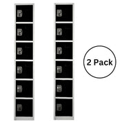AdirOffice 72 in. x 12 in. x 12 in. 6-Compartment Steel Tier Key Lock Storage Locker in Black 2 Pack