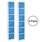 72 in. x 12 in. x 12 in. 6-Compartment Steel Tier Key Lock Storage Locker in Blue 2 Pack