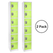 72 in. x 12 in. x 12 in. 6-Compartment Steel Tier Key Lock Storage Locker in Green 2 Pack