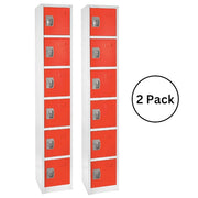 72 in. H x 12 in. W x 12 in. D 6-Compartment Steel Tier Key Lock Storage Locker in Red 2 Pack
