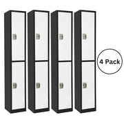 Large 2 Door Locker – Black Body With White Doors 4-Pack