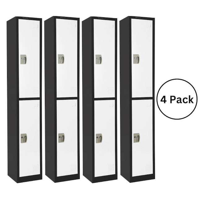 Large 2 Door Locker – Black Body With White Doors 4-Pack