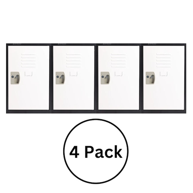 24'' Locker for Kids – Black Body With White Doors 4-Pack