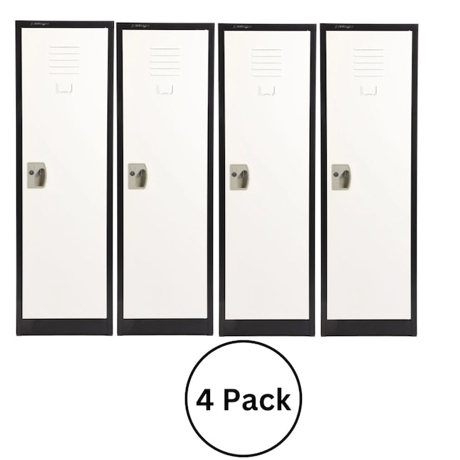 48'' Locker for Kids – Black Body With White Doors 4-Pack