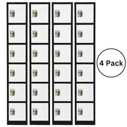 Large 6 Door Locker – Black Body With White Doors 4-Pack