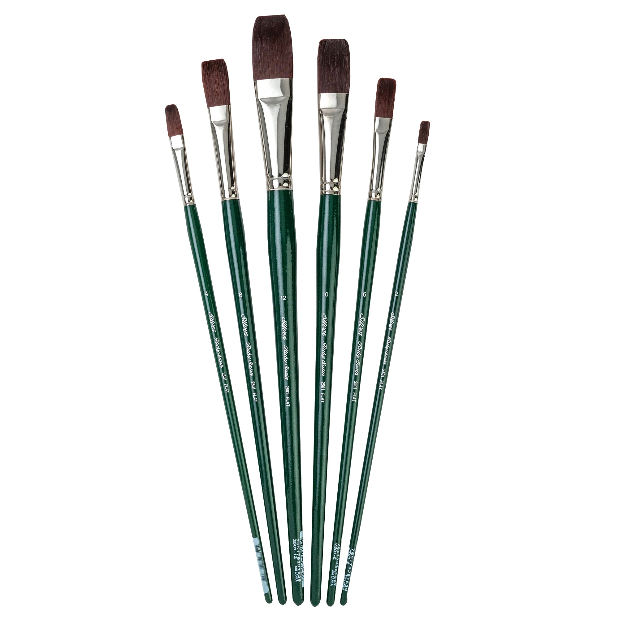 Ruby Satin Long Flats, 6 Brushes