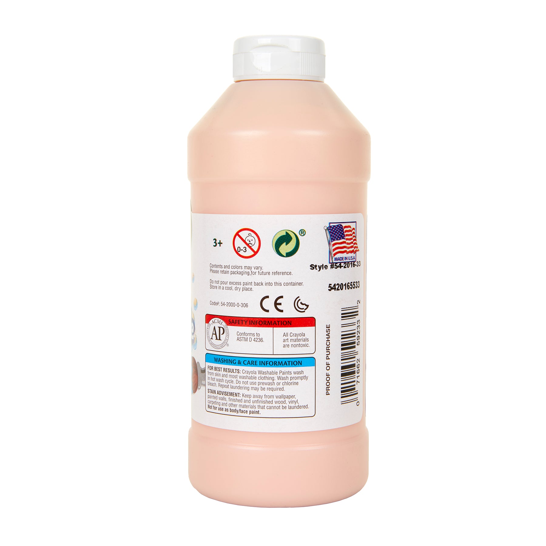 Washable Paint, Peach, 16 oz.