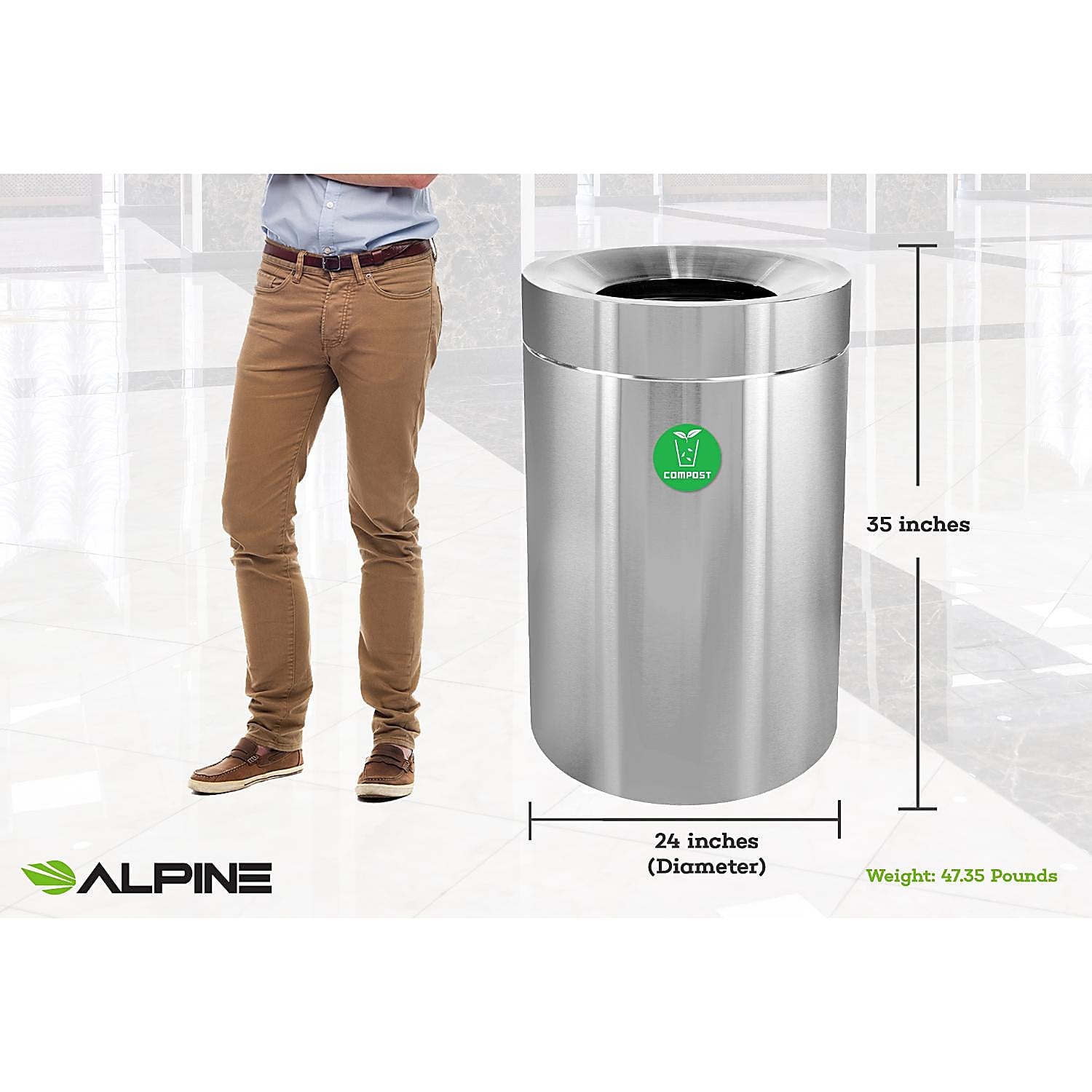 50 Gallon Stainless Steel Compost Can