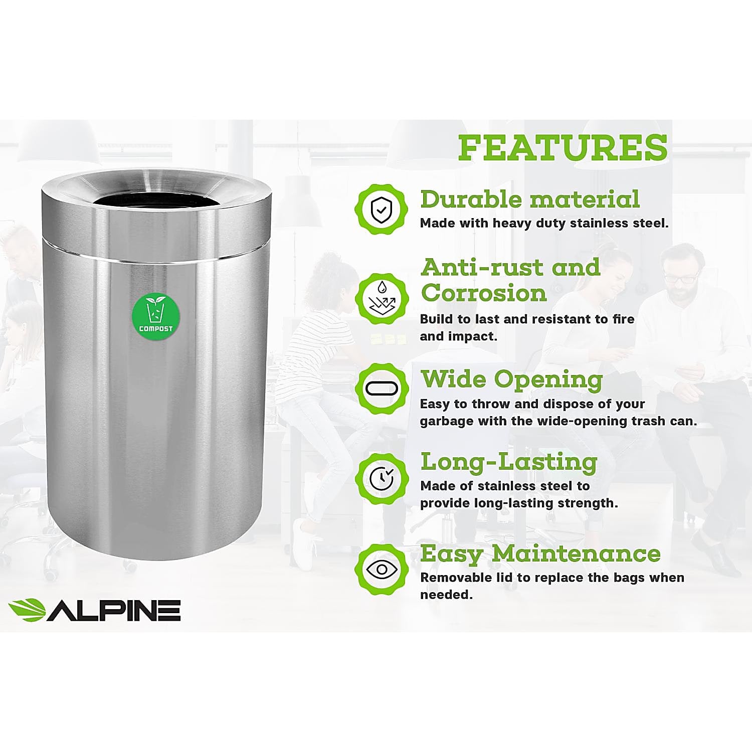 50 Gallon Stainless Steel Compost Can