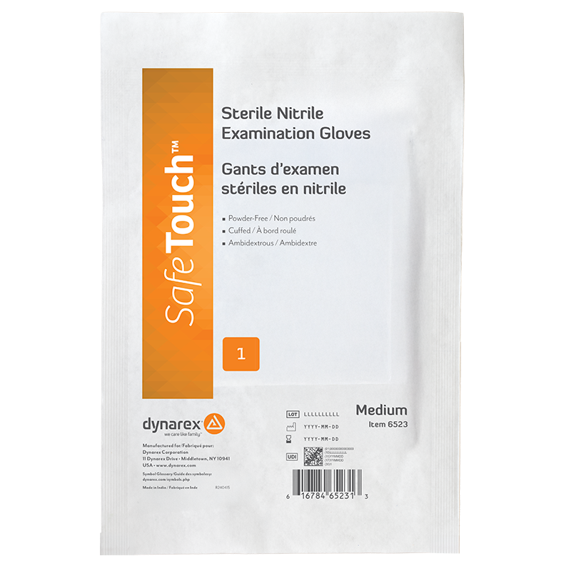 Nitrile Sterile Exam Gloves, Singles, Medium, Powder-Free, 8/100/cs - 100 pcs per Box/8 Boxes per Case