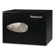 1.20 ft³ - Electronic, Key Lock - 2 Live-locking Bolt(s) - Internal Size 10.50" Height x 16.75" Width x 12.63" Depth - Overall Size 10.6" Height x 17" Width x 14.8" Depth - Black - Steel