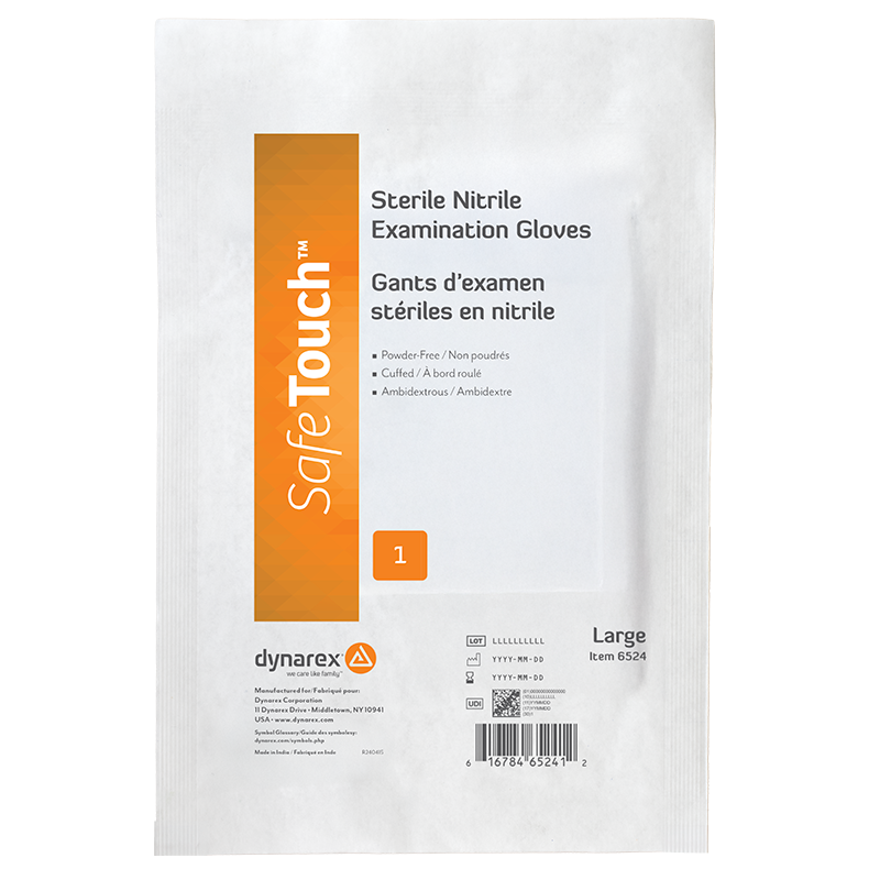Nitrile Sterile Exam Gloves, Singles, Large, Powder Free, 8/100/cs - 100 pcs per Box/8 Boxes per Case