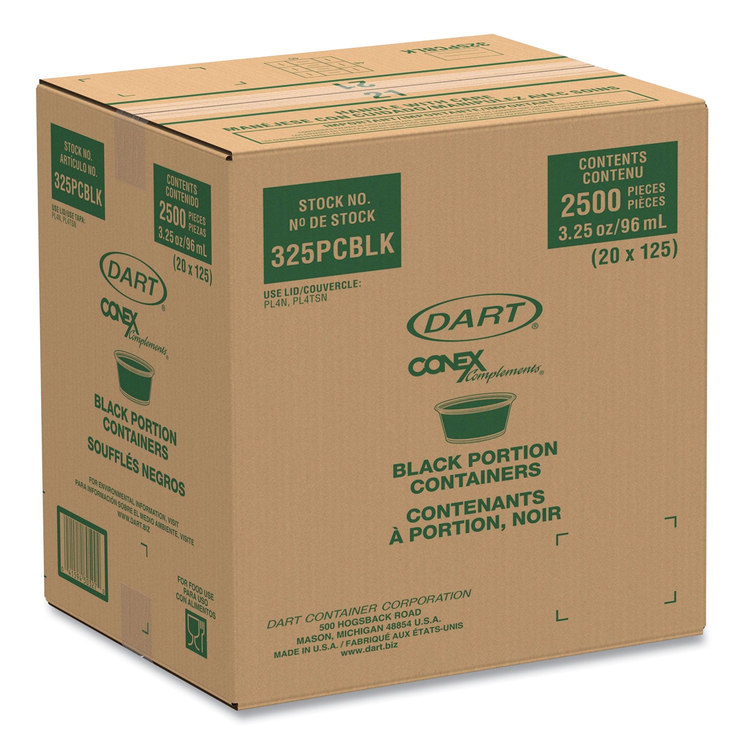 Conex Complements Portion/Medicine Cups, 3.25 oz, Plastic, Black, 125/Bag, 20 Bags/Carton