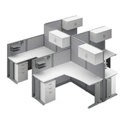 Bush Business Furniture Office in an Hour 4 Person L Shaped Cubicle Desks with Storage, Drawers, and Organizers in Pure White - 128.97" Width x 128.97" Depth x 62.86" Height
