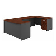 Bush Business Furniture Series C 60W Right Handed Bow Front U Shaped Desk with Mobile File Cabinet in Hansen Cherry - 59.45" Width x 101.65" Depth x 29.84" Height