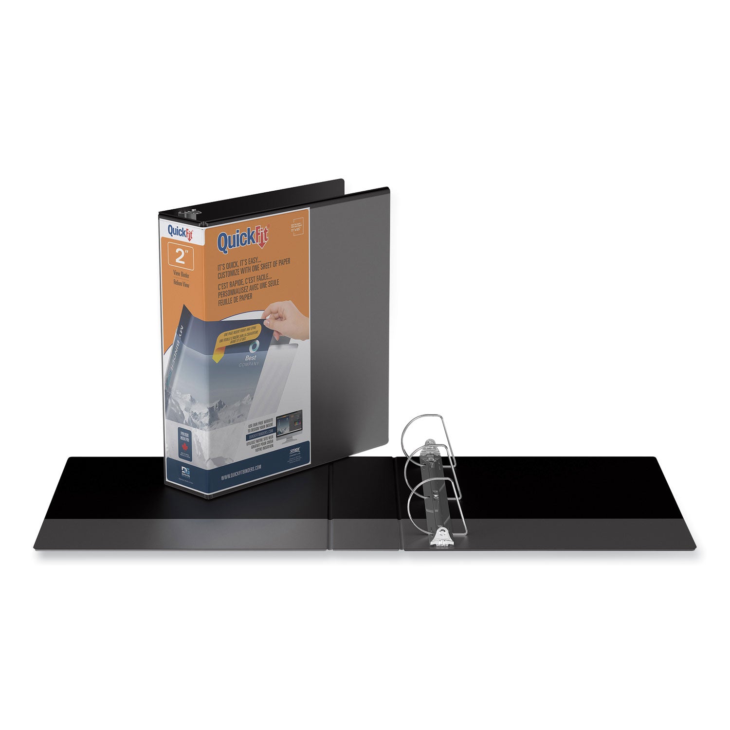 Quickfit D-Ring View Binder, 3 Rings, 2" Capacity, 11 X 8.5, Black