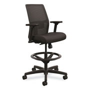 HON Ignition Mesh Back Task Stool, Black Seat and Frame, Low Back, 5-Star Base, Adjustable Arms, 1 Each