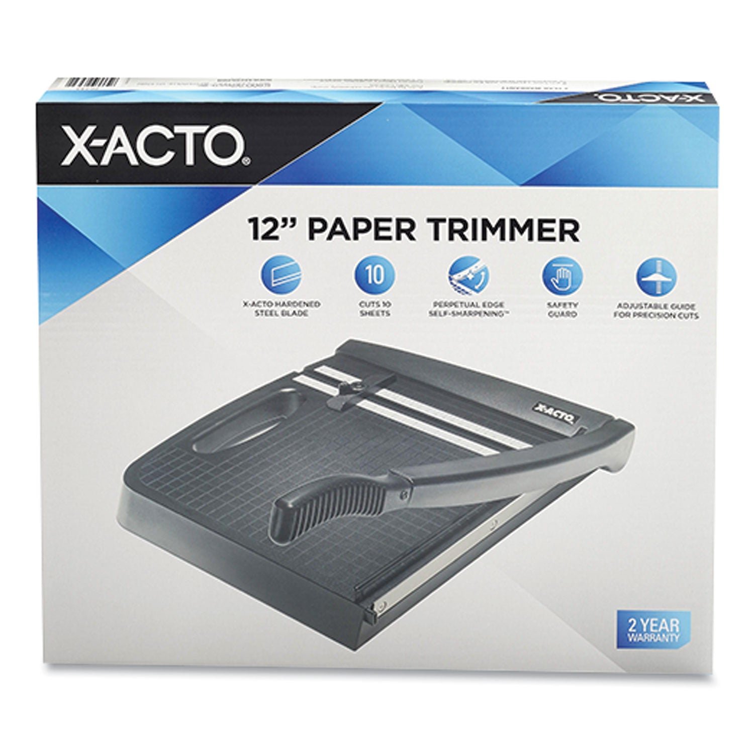 10-Sheet Guillotine Trimmer, 10 Sheets, 12" Cut Length, Plastic Base, 13 X 13