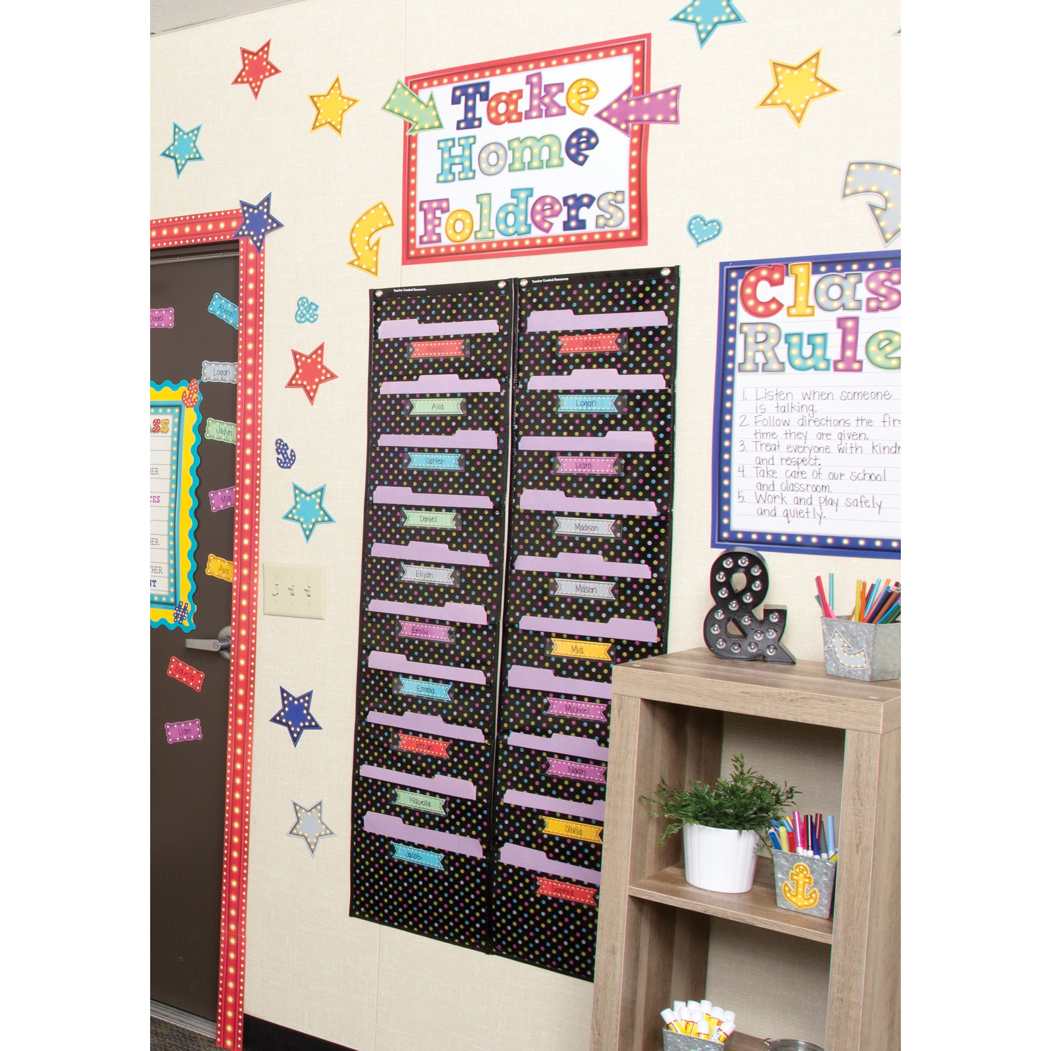 Chalkboard Brights 10 Pocket File Storage Pocket Chart (14" x 58")