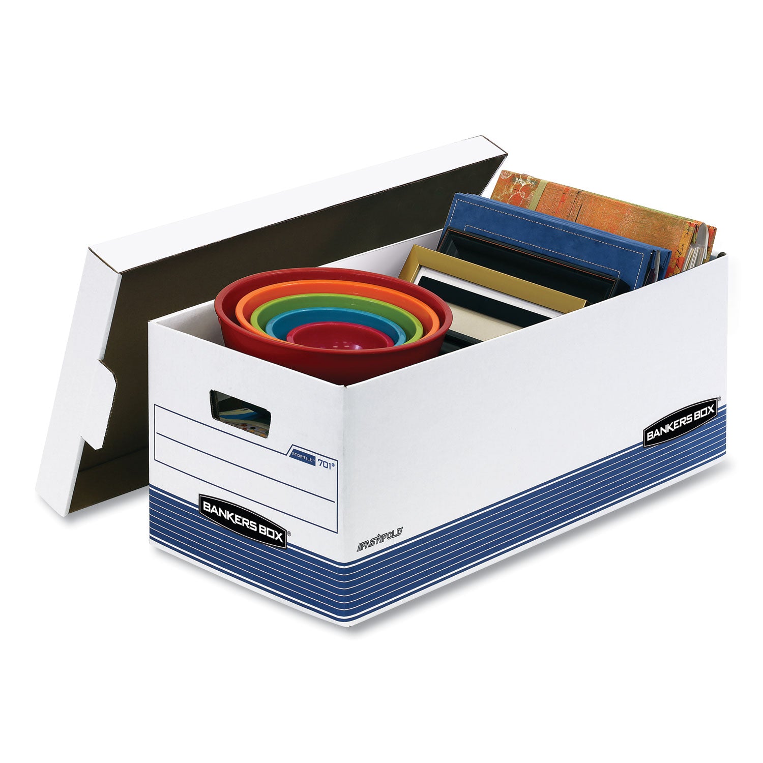 Internal Dimensions: 12" Width x 24" Depth x 10" Height - External Dimensions: 12.9" Width x 25.4" Depth x 10.3" Height - 650 lb - Media Size Supported: Letter - Lift-off Closure - Medium Duty - Stackable - White, Blue - For File - Recycled - 4 / Carton