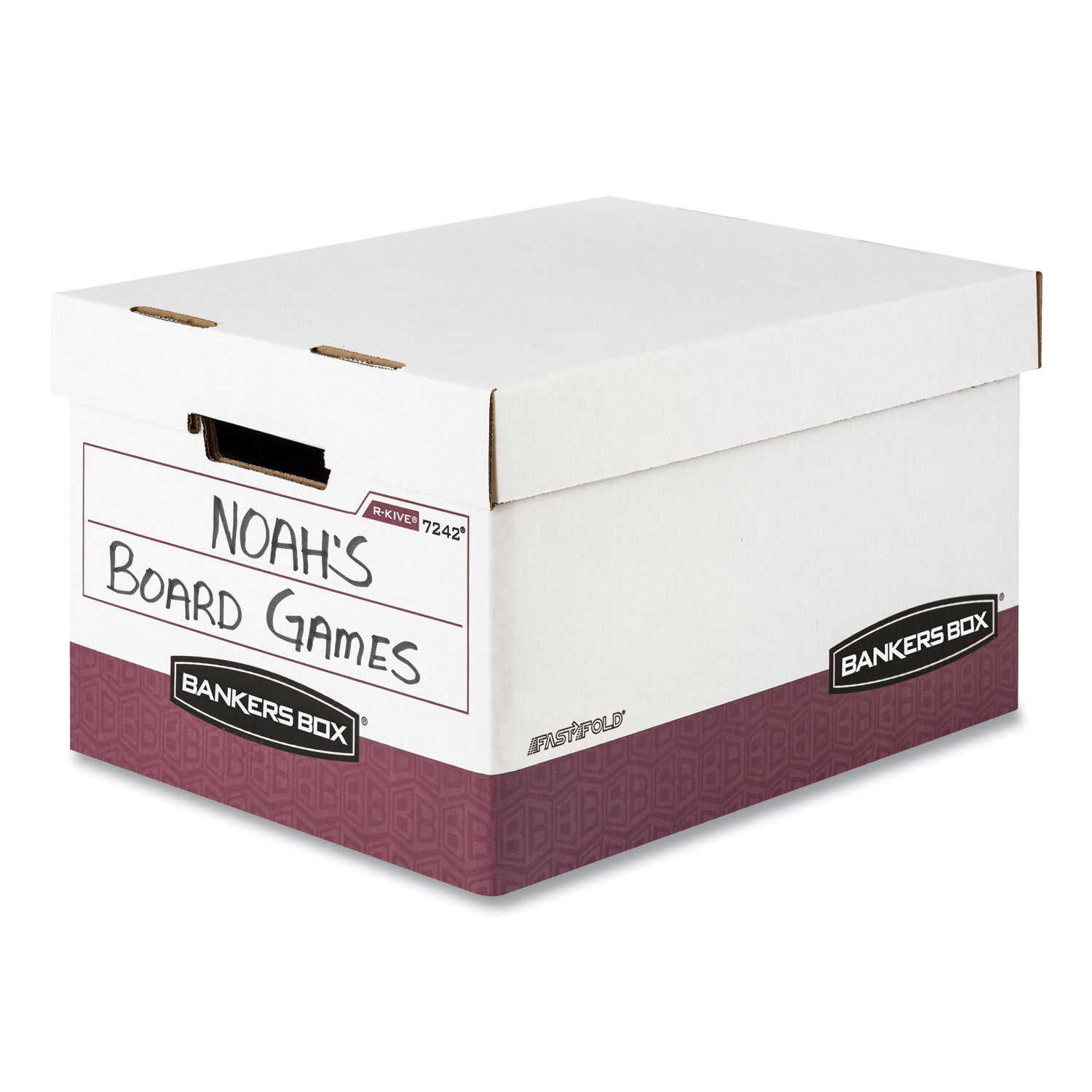 Bankers Box R-Kive File Storage Box, Heavy Duty, Lift-off Lid, Stackable, White/Red, Supports Letter & Legal Size, 12 Boxes per Carton