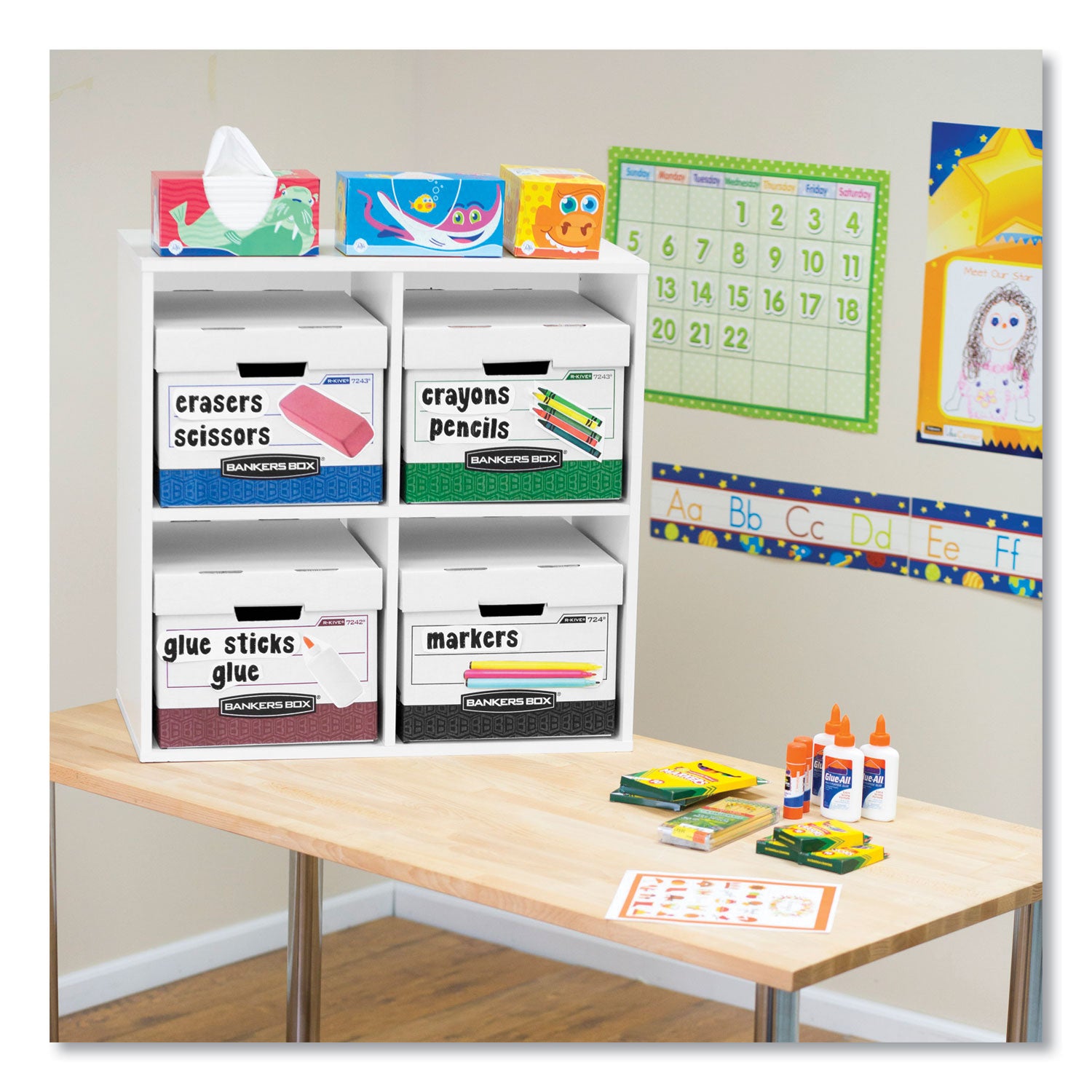 Bankers Box R-Kive File Storage Box, Heavy Duty, Lift-off Lid, Stackable, White/Red, Supports Letter & Legal Size, 12 Boxes per Carton